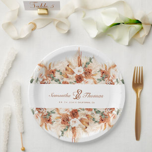 Bold Bright Pampas Floral Wedding Pappteller