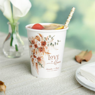 Bold Bright Terracotta Floral Boho Chic Wedding Pappbecher