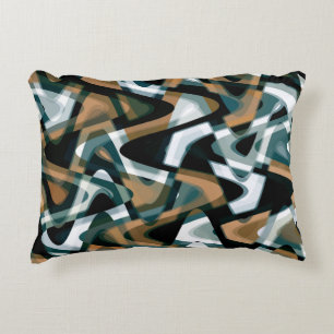 Bold Brown Aquamarin Green Schwarz-weiß Wavy Patte Dekokissen