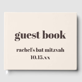 Bold Brown Cream Modern Custom Cute Bat Mitzvah Gästebuch