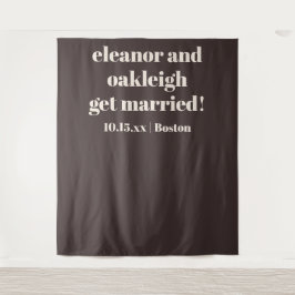 Bold Brown Modern Wedding Custom Photo Backdrop Wandteppich