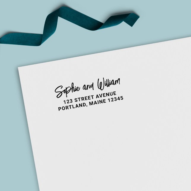 Bold Brush Script Couple Name Rücksendeadresse Permastempel (Von Creator hochgeladen)
