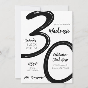 Bold Brush Stroke 30. Geburtstag Überraschung Part Einladung