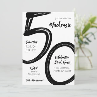 Bold Brush Stroke 50. Geburtstag Überraschung Part Einladung