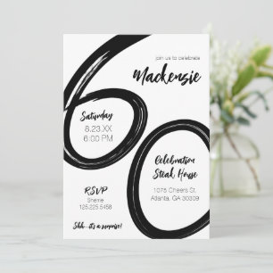 Bold Brush Stroke 60. Geburtstag Überraschung Part Einladung