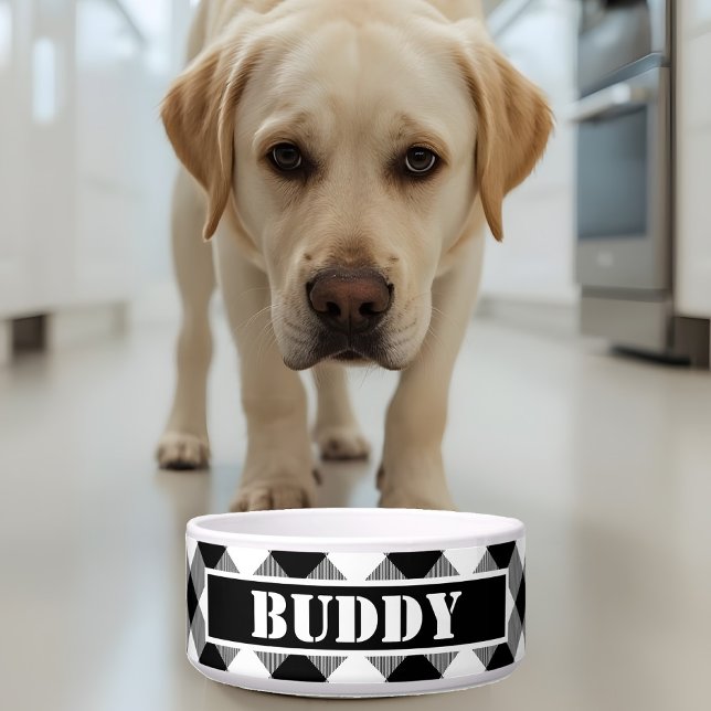 Bold Buffalo White Black Kariert Pattern Name Dog Napf (Von Creator hochgeladen)