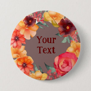 Bold Burgund Blume Wreath Lapel Statement Piece Button