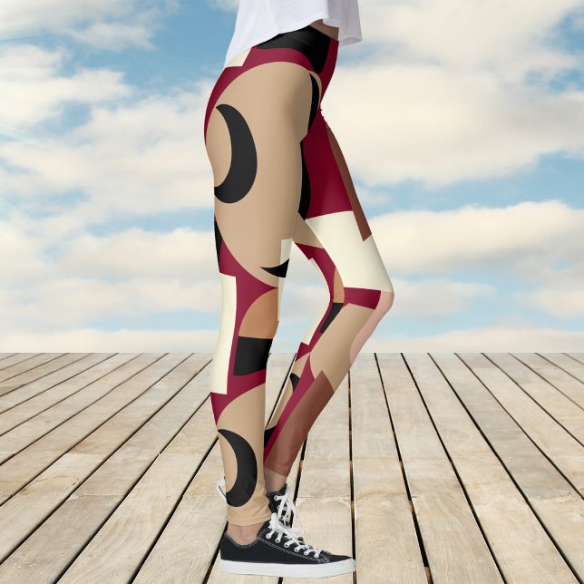 Bold Burnt Orange Abstraktes Muster Leggings (Bold Burnt Orange Colorful Abstract Pattern Leggings)