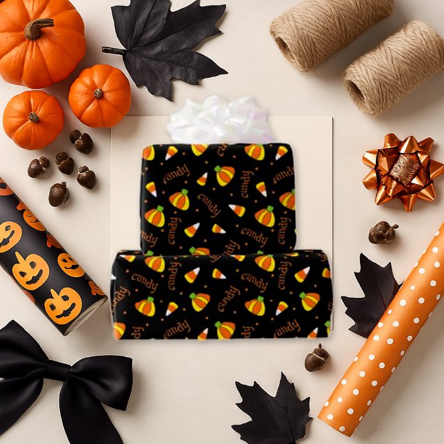Bold Candy Corn Black Fun Halloween Geschenkpapier (Von Creator hochgeladen)