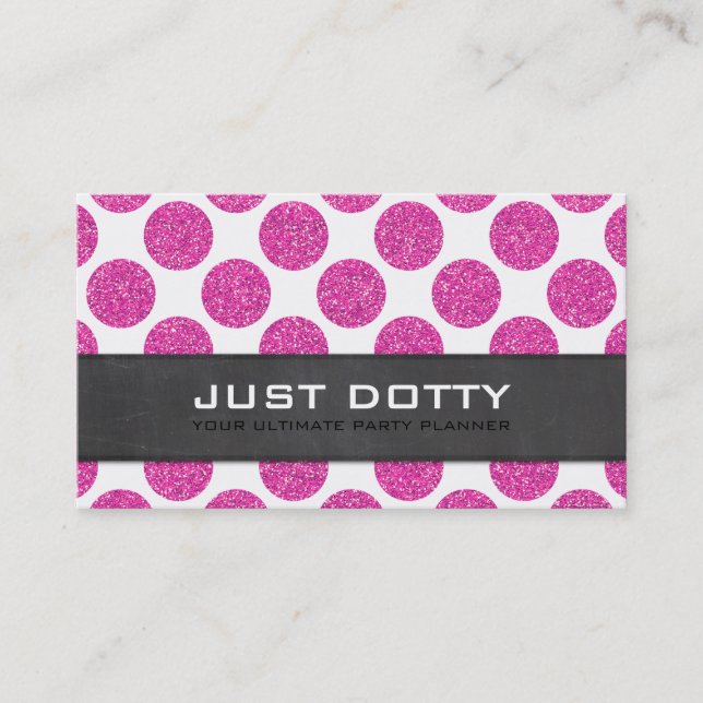 BOLD CARD Polka dots Kalkboard Hot-Rosa Glitzer Visitenkarte (Vorderseite)