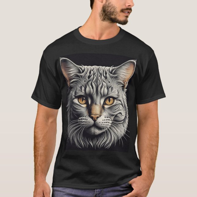 Bold Cat Head Graphic T - Shirt - Stylish & Trendy (Vorderseite)