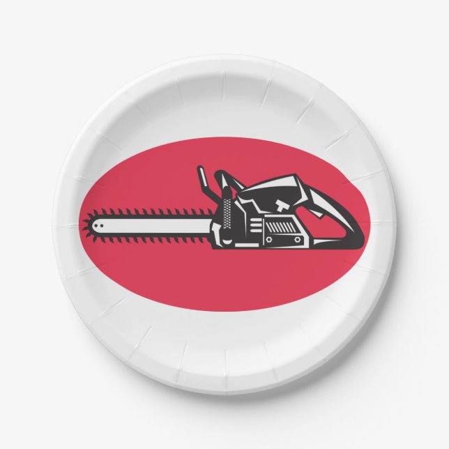 Bold Chainsaw Lumberjack Logging Tool Pappteller (Vorderseite)