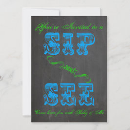 BOLD Chalkboard Sip and See Baby Shower Boy Einlad Einladung