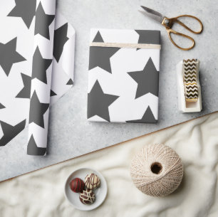 Bold Charcoal Gray Stars Geschenkpapier
