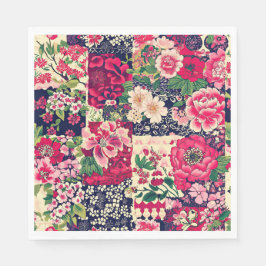 Bold Chinese Floral Patchwork Serviette