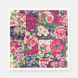 Bold Chinese Floral Patchwork Serviette