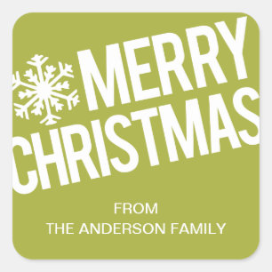 BOLD CHRISTMAS   HOLIDAY GIFT TAGS QUADRATISCHER AUFKLEBER