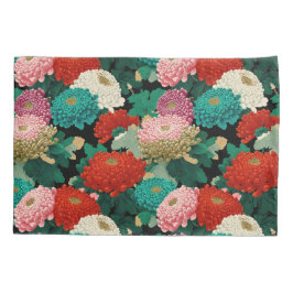 Bold Chrysanthemums Vintage Floral Patttern Kissenbezug