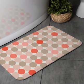 Bold Circle Pattern Bath Mat in Red Pink Mocha Badematte