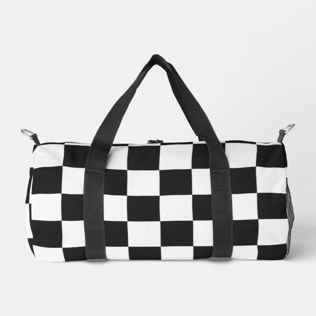 Bold Classic Retro Black and White Checkered  Duffle Bag (Vorderseite)