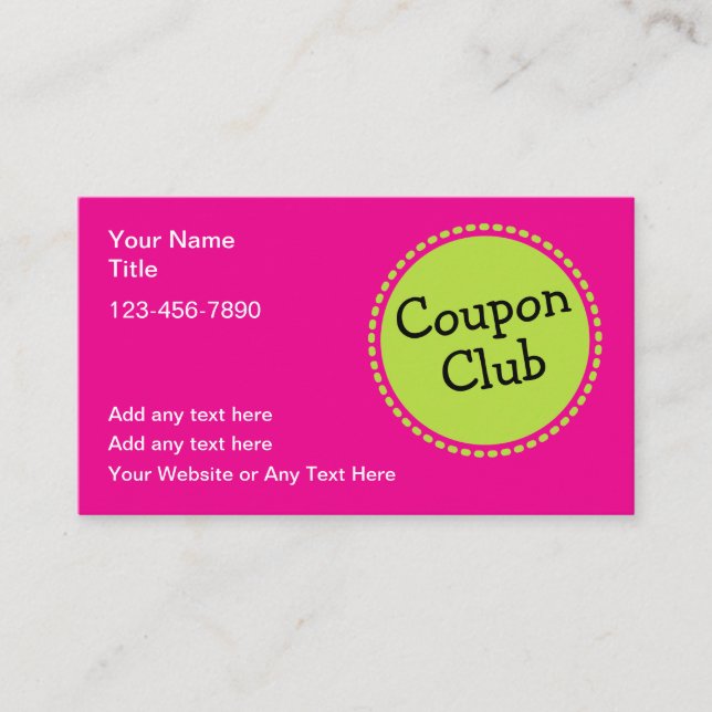 Bold Color Coupon Club Business Cards  Visitenkarte (Vorderseite)