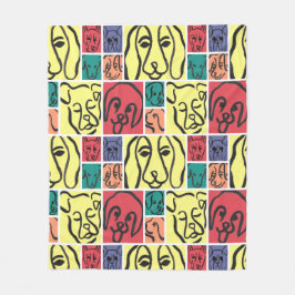 Bold Color Dog Faces Fleecedecke