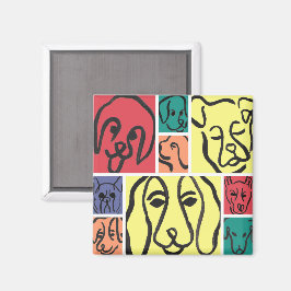 Bold Color Dog Faces Magnet