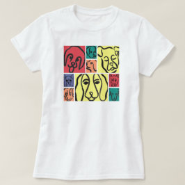 Bold Color Dog Faces T-Shirt