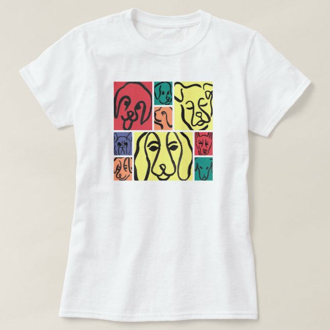 Bold Color Dog Faces T-Shirt (Design vorne)