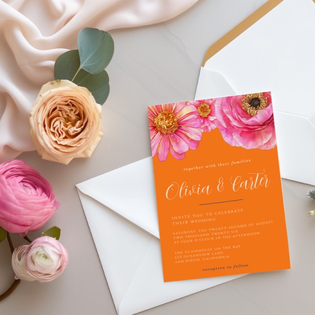 Bold Color Floral Wedding Invitation Einladung (Von Creator hochgeladen)