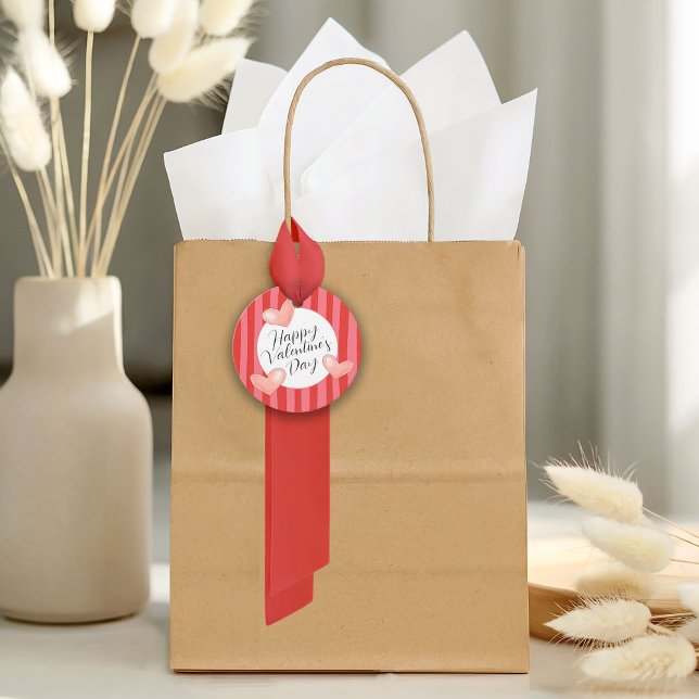 Bold Colorful Stripes and Hearts Valentine's Day Geschenkanhänger (Von Creator hochgeladen)