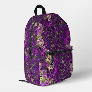 Bold Colorful Trippy Groovy Funky Fraktal Art Bedruckter Rucksack