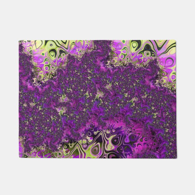 Bold Colorful Trippy Groovy Funky Fraktal Art Fußmatte (Vorderseite)