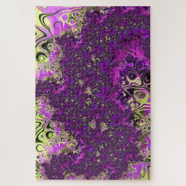 Bold Colorful Trippy Groovy Funky Fraktal Art Puzzle (Vertikal)