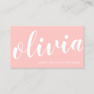 BOld Coral Pink handgeschriebene Skriptkalligrafie Visitenkarte