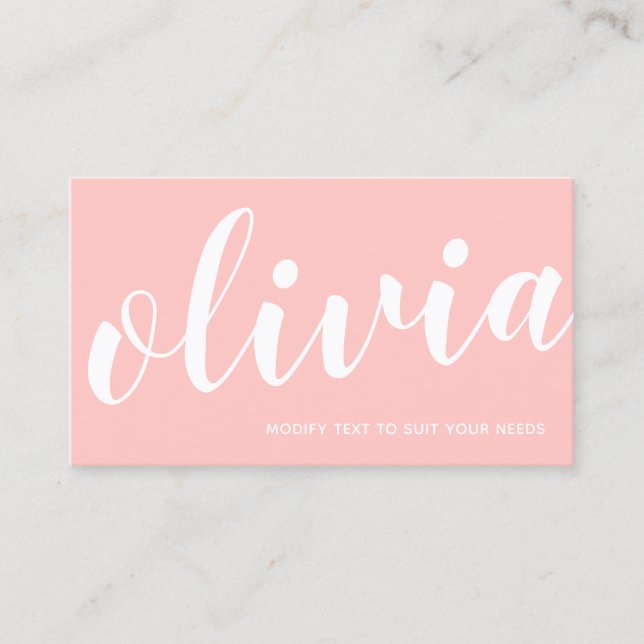 BOld Coral Pink handgeschriebene Skriptkalligrafie Visitenkarte (Vorderseite)