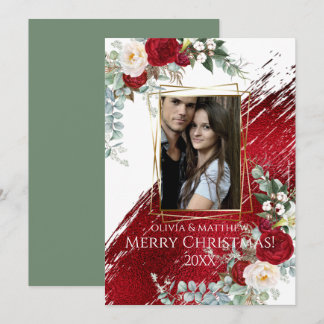 BOLD Crimson Frohe Weihnachts-Foto Rahmen Einladung