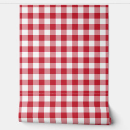 Bold Crimson Red Gingham Check Green Buffalo Plaid Tapete