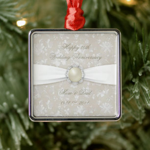 Bold Damask 30th Wedding Anniversary Ornament