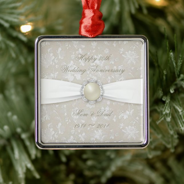 Bold Damask 30th Wedding Anniversary Ornament (Baum)