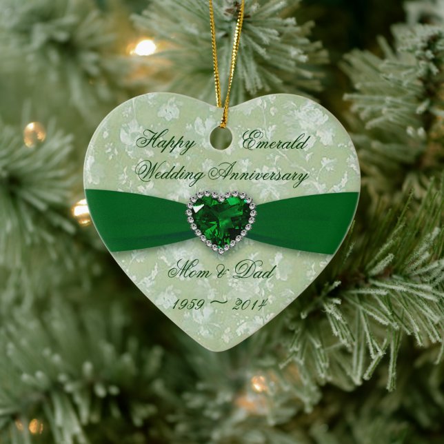 Bold Damask 55-jähriges Heart Foto Ornament (Baum)