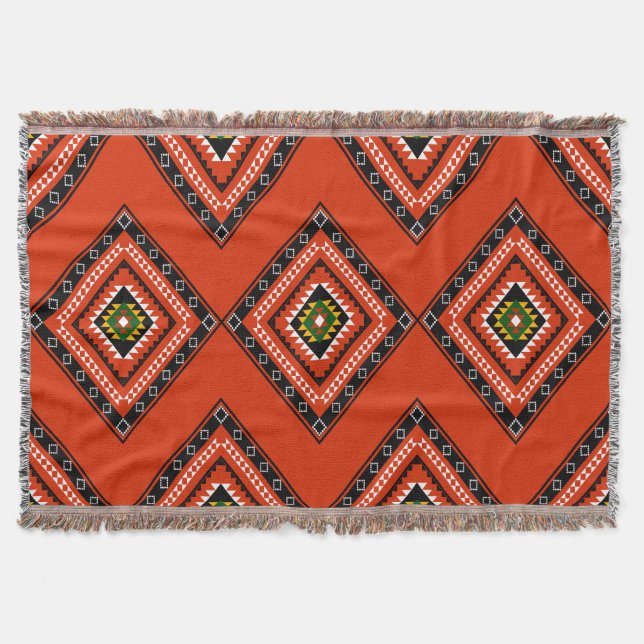 Bold Diamond Pattern Boho Throw Blanket Decke (Vorderseite)