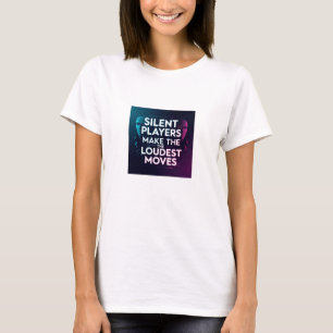 Bold Digital Artwork with Silhouetted Masks and Mo T-Shirt