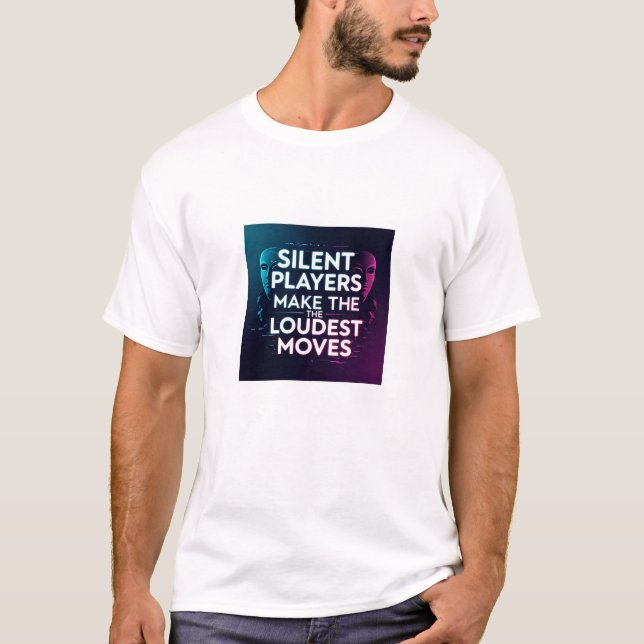Bold Digital Artwork with Silhouetted Masks and Mo T-Shirt (Vorderseite)