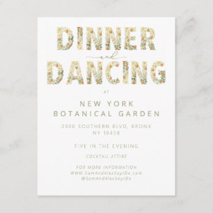 Bold Dinner & Dancing Empfang Floral Wedding Begleitkarte