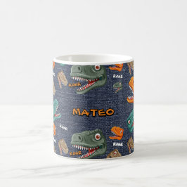 Bold dinosaur mug pattern for boys kaffeetasse