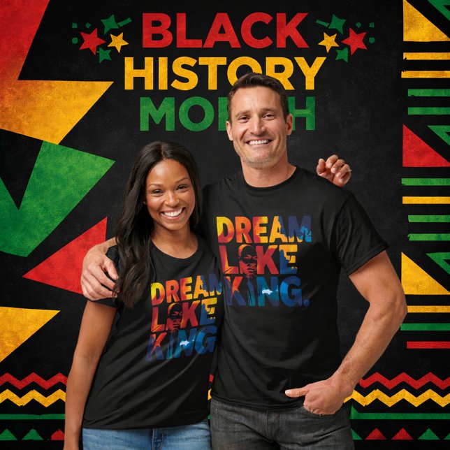 Bold "Dream Like King" MLK Tribute Typography T-Shirt (Von Creator hochgeladen)