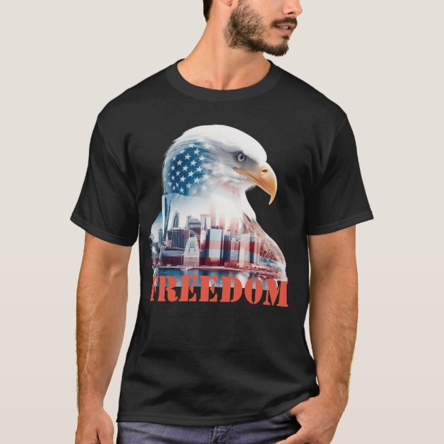 Bold Eagle USA Patriotic Flag Stars NYC Freedom T-Shirt (Vorderseite)