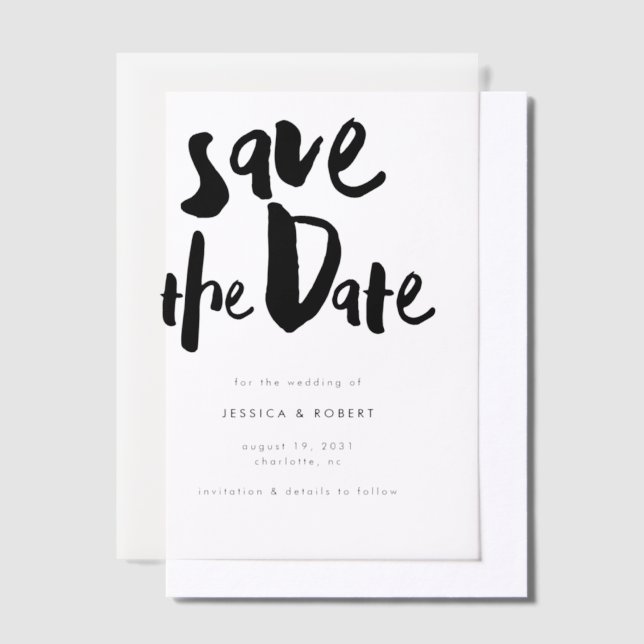 Bold Edgy Modern Black Brush Script Foto Wedding (Versetzt)
