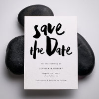 Bold Edgy Modern Black Brush Script Hochzeit